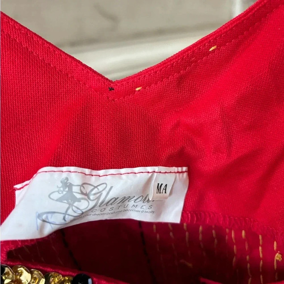 Black Red Gold Sequined Halloween Cheerleader Costume Size Medium Adult - Picture 5 of 12